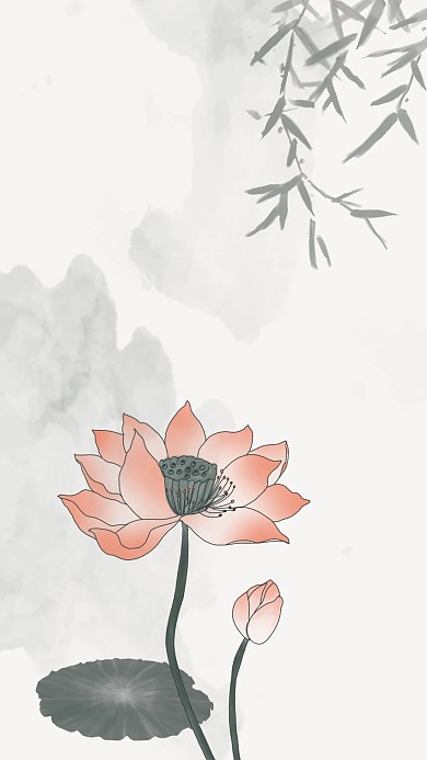 图怪兽原创元素古风荷花背景