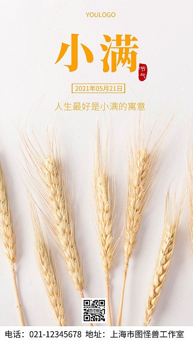 摄影图人生最好是小满的寓意简约风手机海报