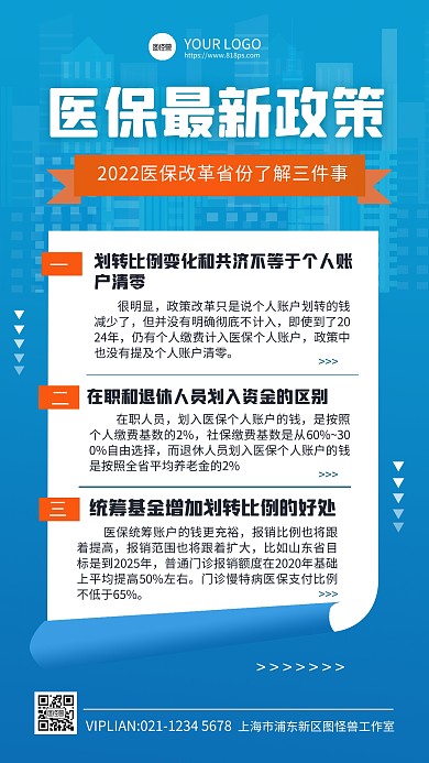 医保医疗保障政策措施解读消息动态手机海报
