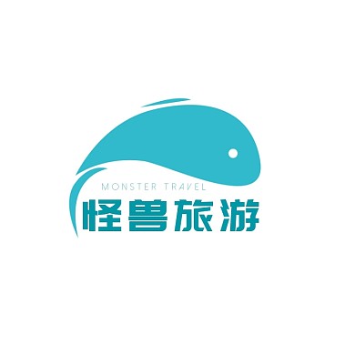 创意鲸鱼绿色旅游出行logo标志