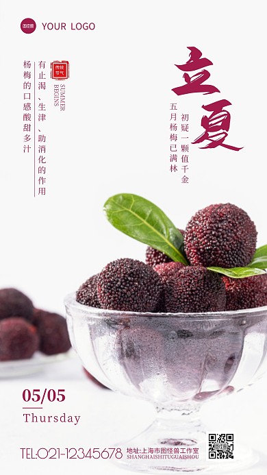 立夏水果行业借势杨梅摄影图海报