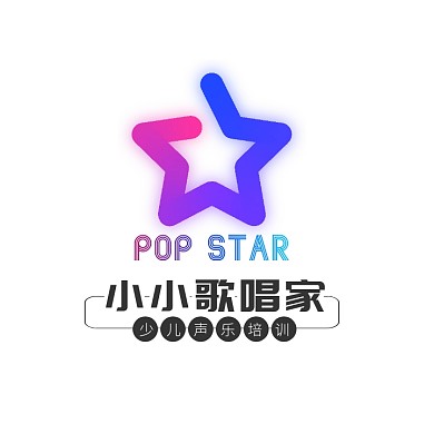 渐变五角星简约唱歌声乐培训logo