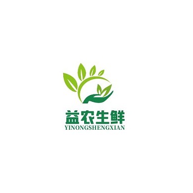益农生鲜手呵护叶子绿色简约LOGO