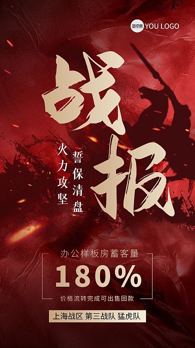 地产楼盘销售战报红色喜庆大气手机海报