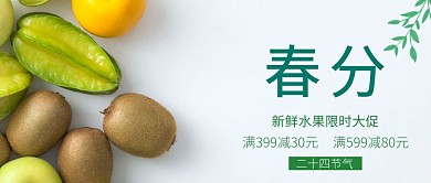 小清新春分节气水果促销海报