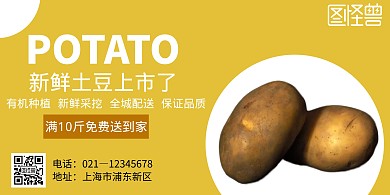黄色简约大气土豆横版海报	