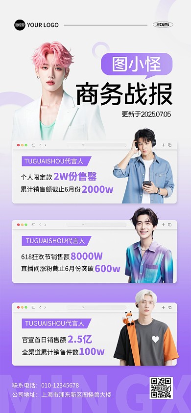 明星网红战报全屏海报