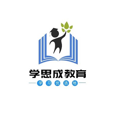 学思成教育学士帽蓝黑简约LOGO