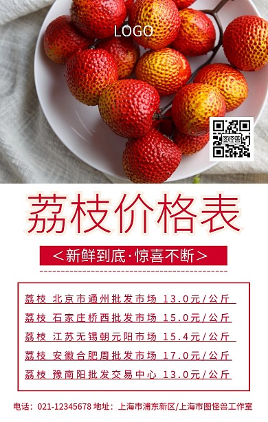 荔枝价格表手机海报
