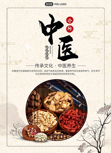 中医诊所中药调理治病中国风中式宣传单