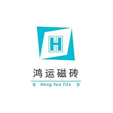 蓝色绿色简约扁平折角字母磁砖logo