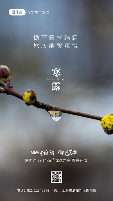 寒露节气地产行业借势宣传摄影图海报