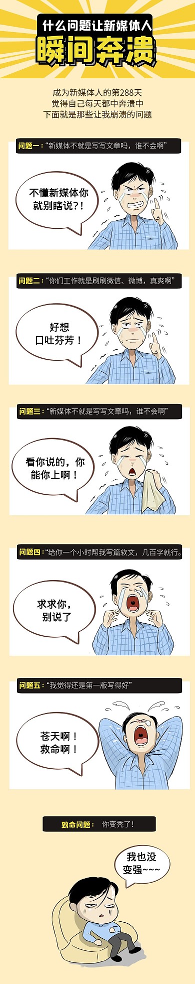 新媒体人崩溃瞬间问题网络条漫