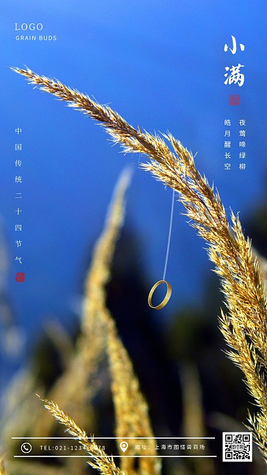 唯美清新小满首饰营销手机海报