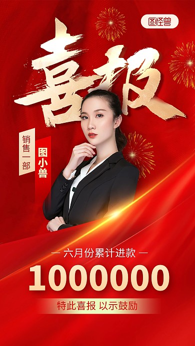 个人表彰喜报手机海报