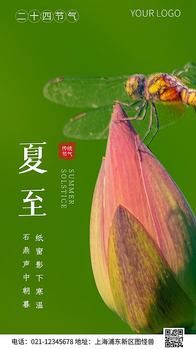 简约风夏至传统节气摄影图海报
