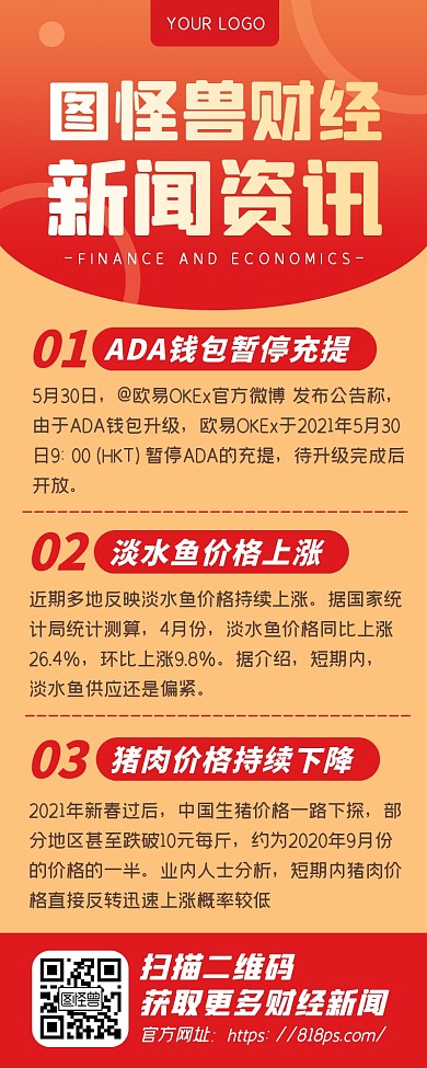 红色创意金融财经早报新闻资讯宣传营销长图