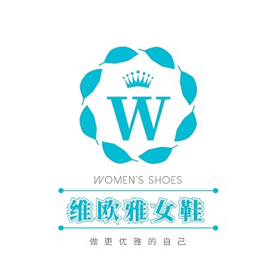 蓝绿字母树叶女鞋品牌头像logo