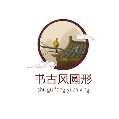 棕色书古风圆形logo