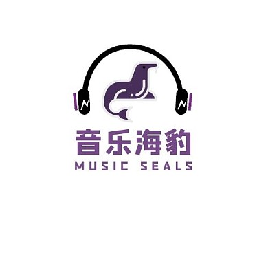紫色创意酷炫音乐海豹LOGO