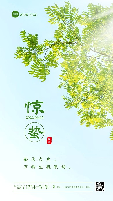 清新唯美惊蛰节气祝福问候摄影图海报