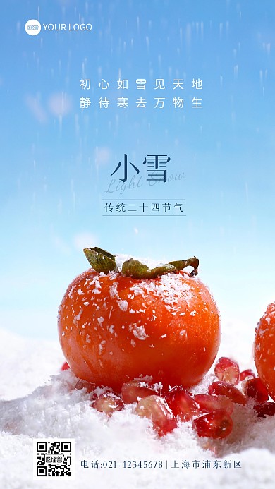 小雪传统二十四节气简约摄影图海报