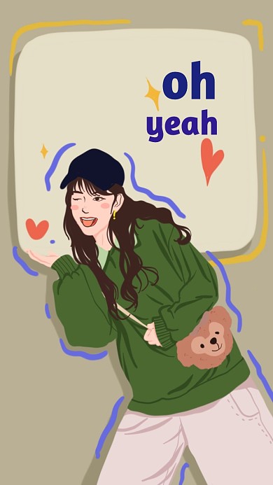 可爱插画风格手机壁纸相机拍照