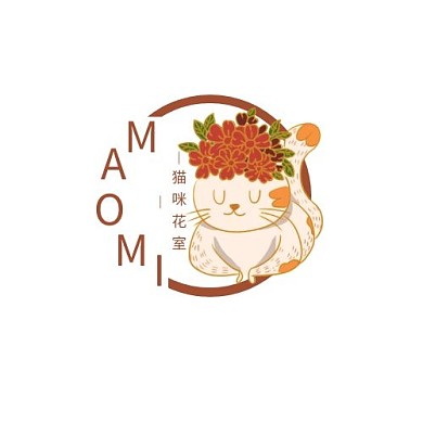 猫咪logo卡其色创意简约鲜花