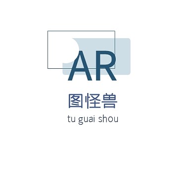 方形简约蓝白AR字母logo