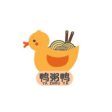 卡通风创意鸭粥鸭logo