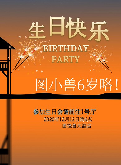小朋友生日宴生日会海报