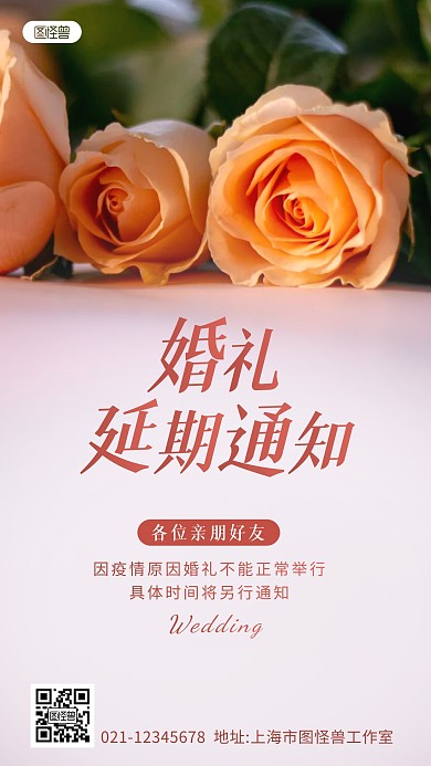 婚礼延期通知摄影图海报