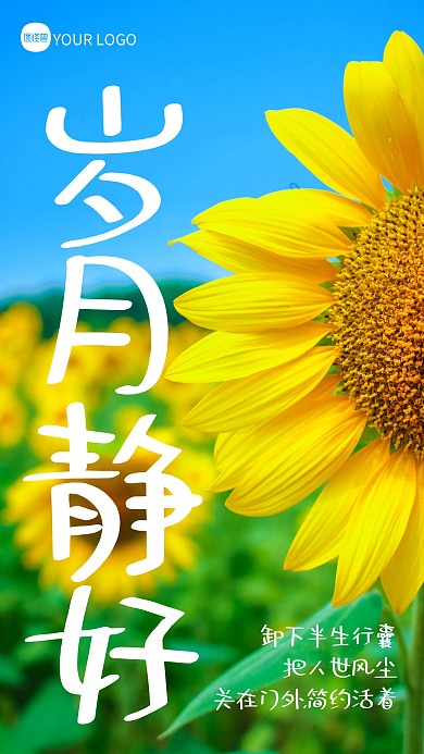 岁月静好温暖问候励志套图文字摄影图海报