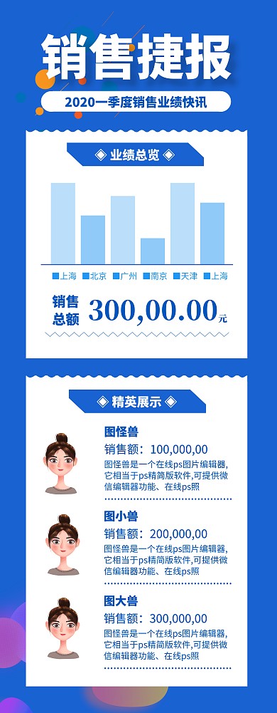 蓝色渐变销售捷报销售快讯宣传易拉宝