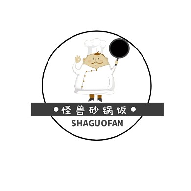 餐饮插画扁平圆形店铺logo