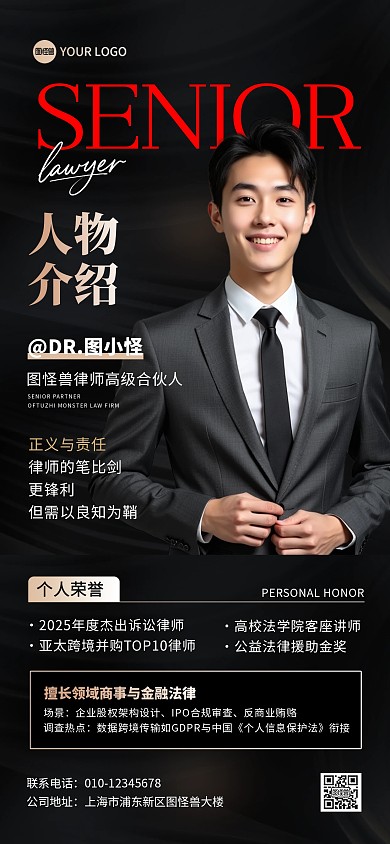 黑金律师个人简介全屏海报