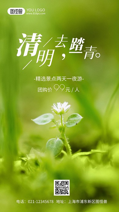 清明踏青旅游摄影风手机海报