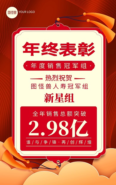 原创简约企业年终表彰战报贺报喜报海报