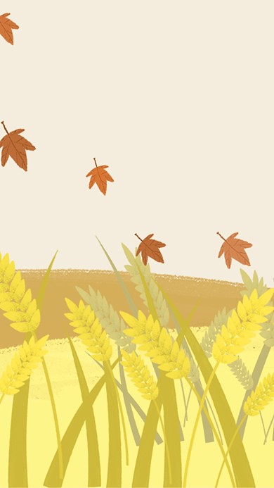 图怪兽原创秋天古风手绘稻草背景印刷海报