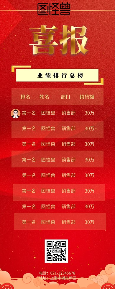 企业公司业绩排行榜营销长图