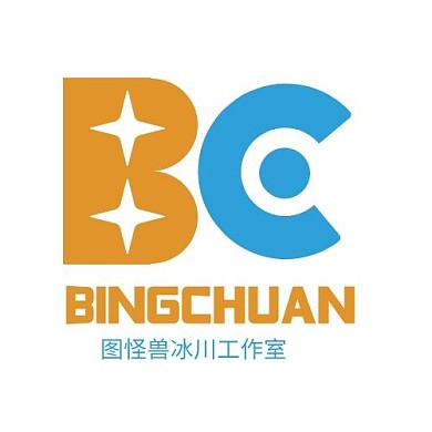 字母BC组合黄蓝色几何扁平标志logo