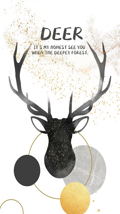 麋鹿手机壁纸简约北欧风深蓝壁纸