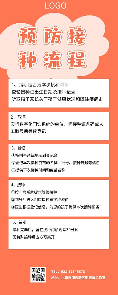 预防接种流程营销长图