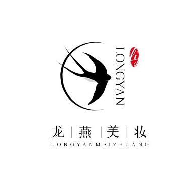 龙燕美妆logo设计简约黑色燕子