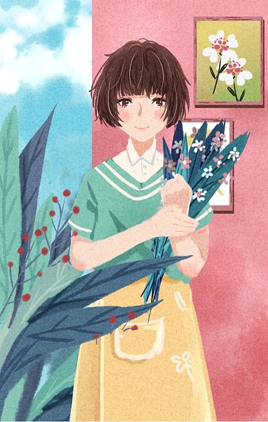 日签早安唯美图怪兽原创插画