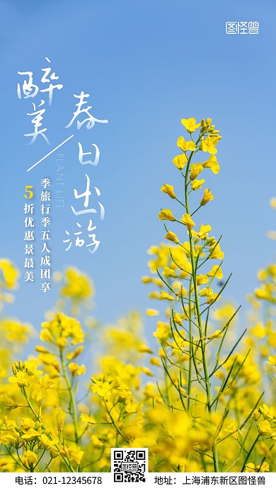 摄影图海报春日出游手机海报