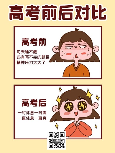 高考卡通创意趣味对比动漫海报