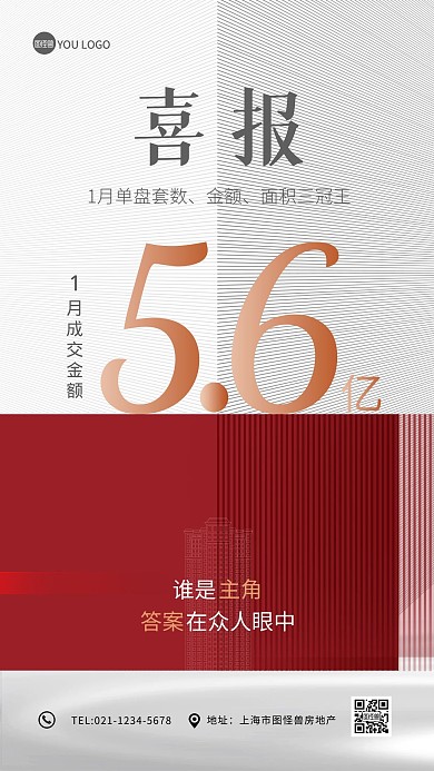 房地产销售喜报贺报大气质感手机海报