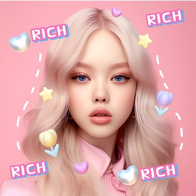 富婆rich表情包趣味趣味3D效果模板