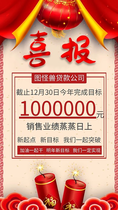贷款公司销售喜报创意手机海报